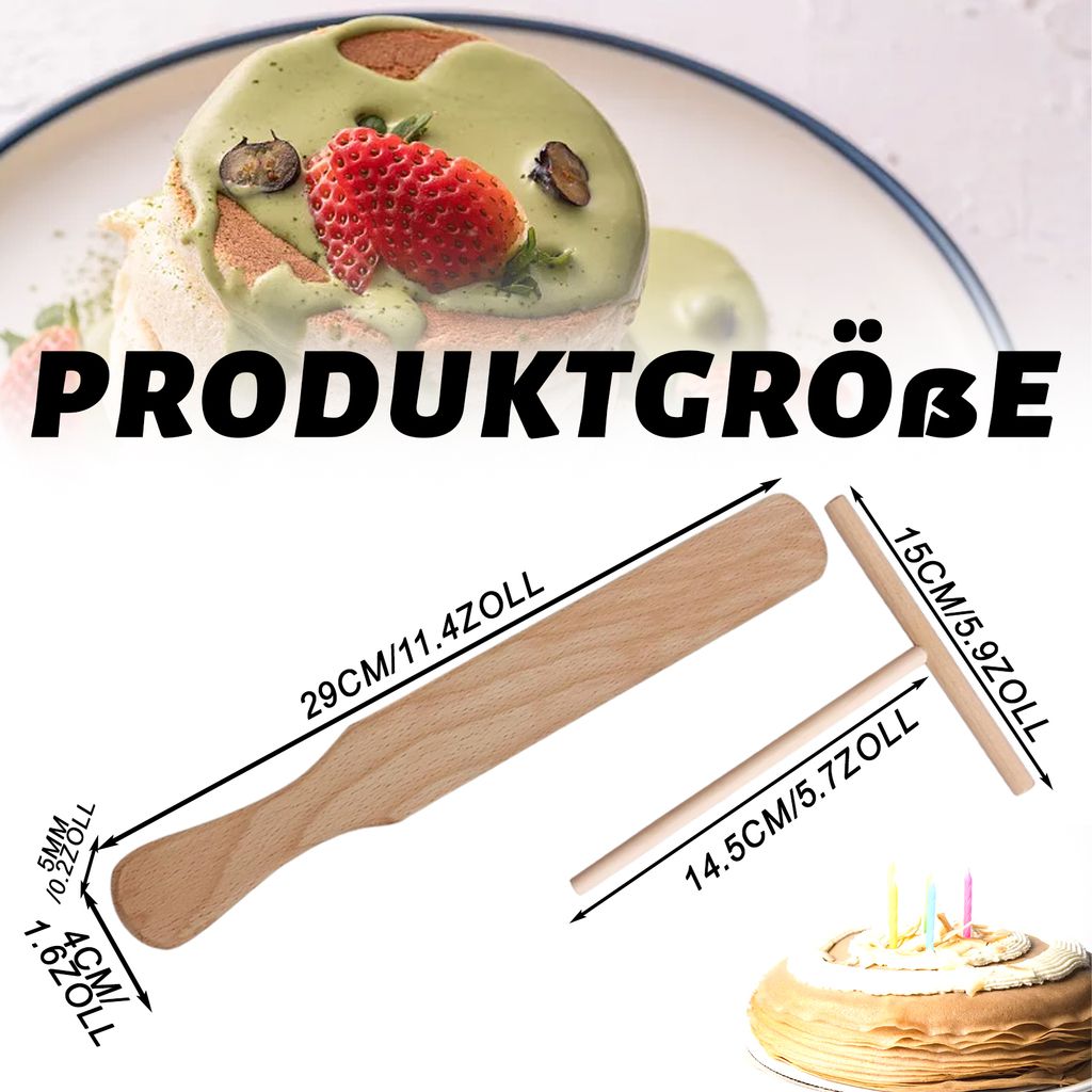 2-teiliges Crêpes-Set, Crêpes-Verteiler, Crêpes-Wender, Buchenholz-Spatel, praktischer Küchenhelfer für perfekte Crêpes, Galettes, Pfannkuche...