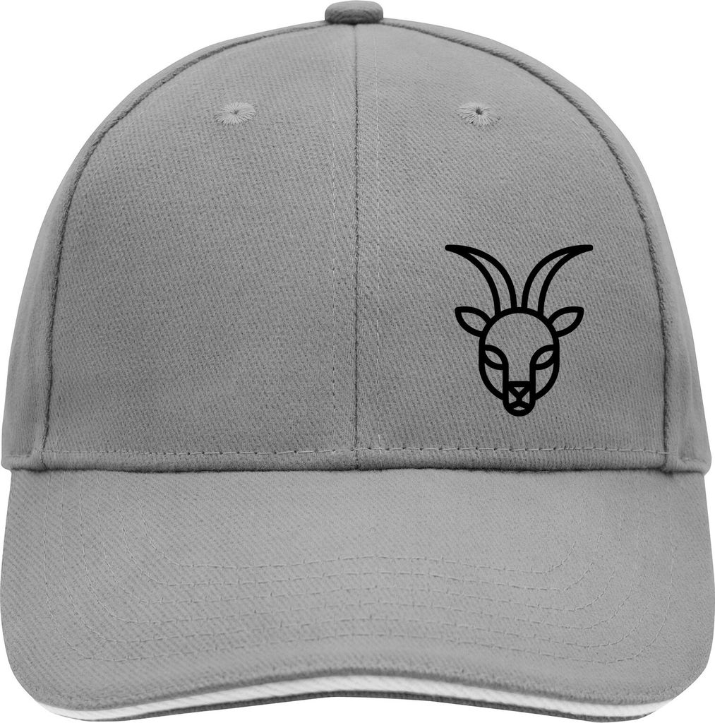 Huuraa Cappy Mütze Steinbock Sternzeichen Symbol Dark Grey/White Baumwolle 6-Panel Kappe Geschenkidee