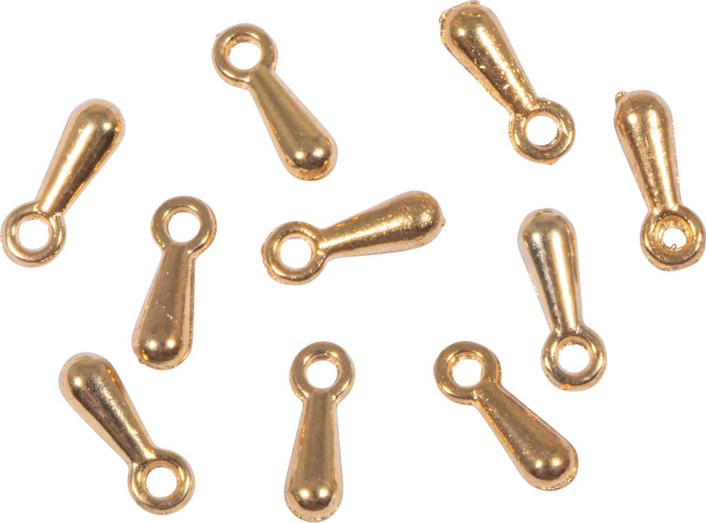 Schmuckanhänger Tropfen Mini Gold, 2,5x7,0 mm, 10 Stück für Armbänder und Fußkettchen