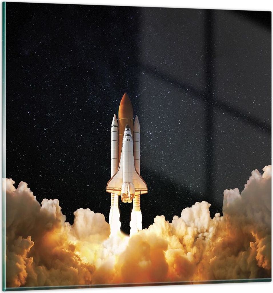 Bilder auf glas - Einteilig - Abheben Rakete Kosmos - 60x60cm - Glasbilder - Wandbilder - Bilder - zum Aufhängen bereit - Wanddekoration aus Glas ...