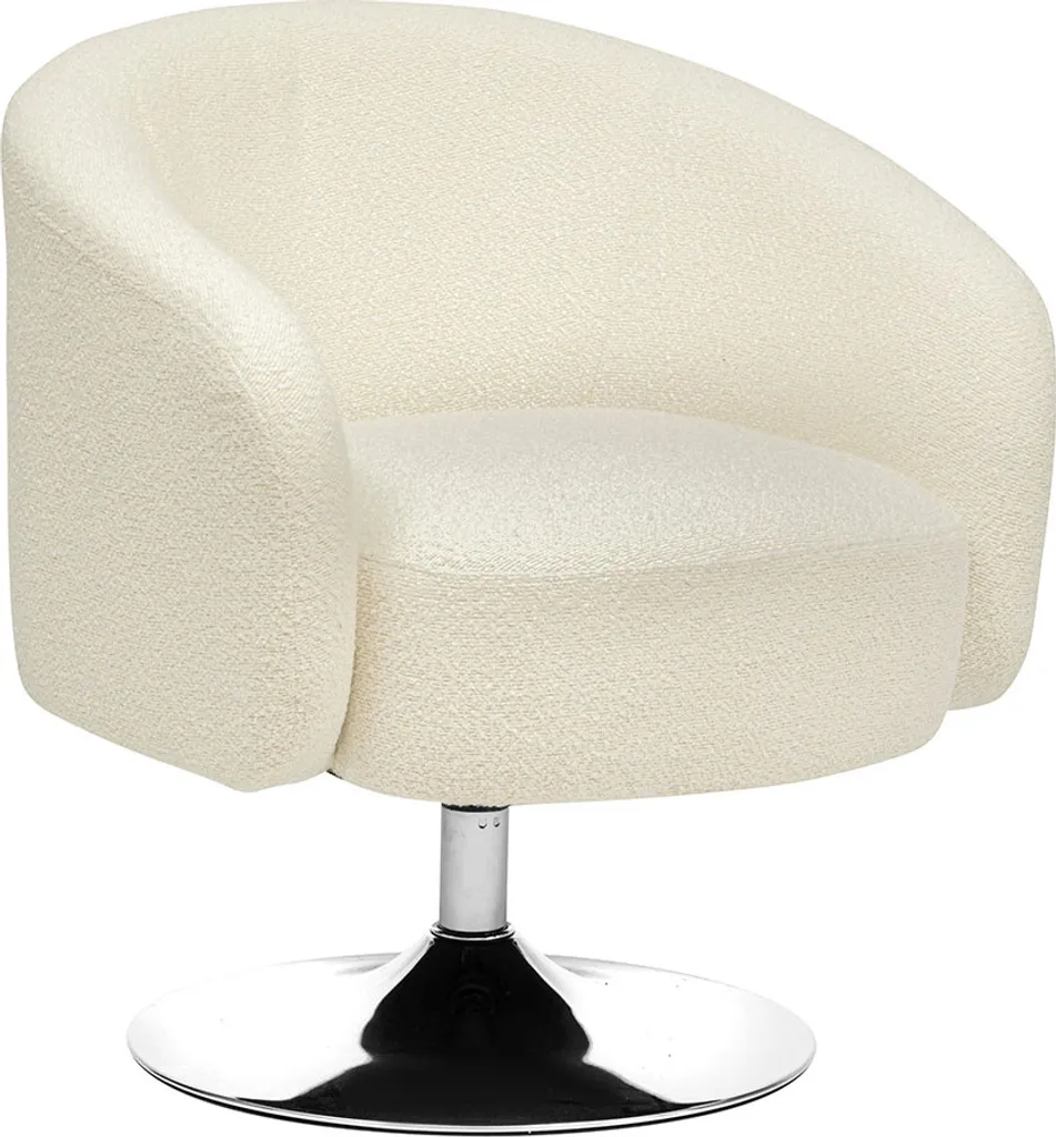 Fauteuil Bouclé Pivotant Occitanie Blanc Eazy Living pour Salon Design
