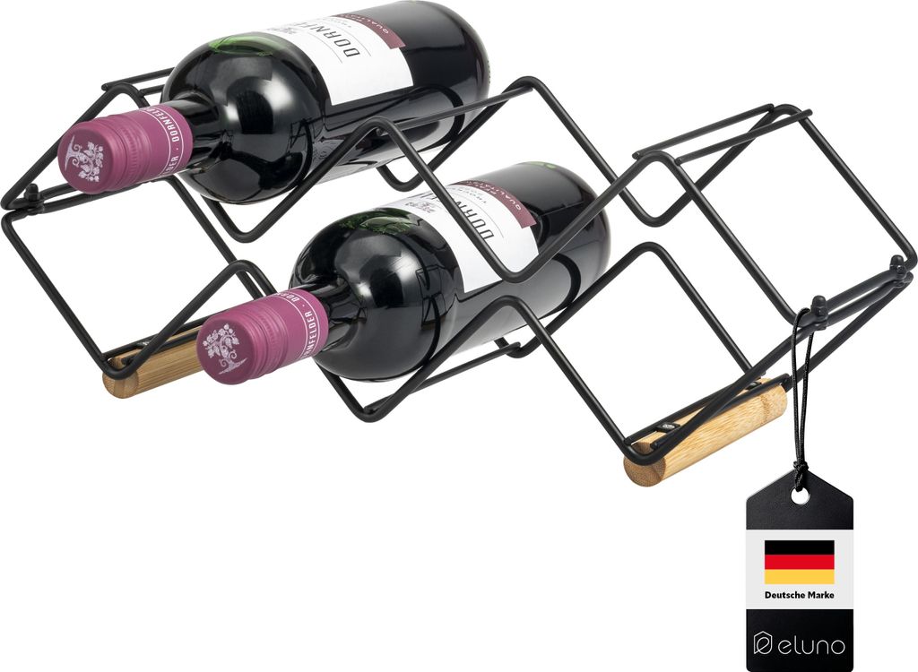 eluno Weinregal für 5 Flaschen, aus Metall und Bambus, Produktbild 
