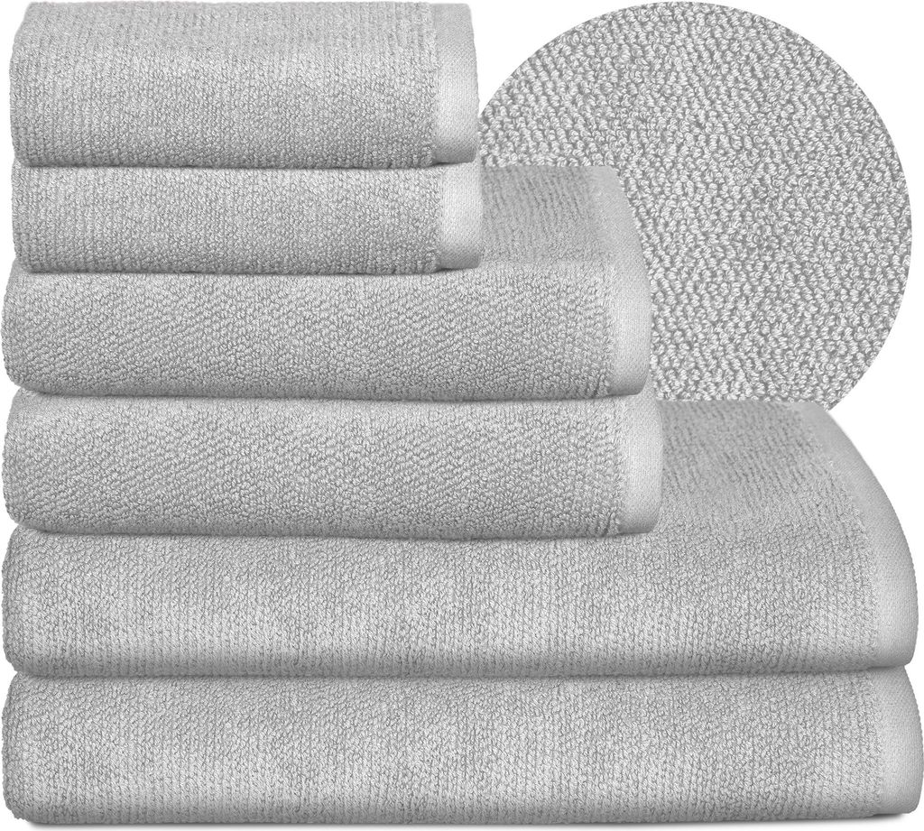 BEAUTEX Handtuch-Set Premium Frottier Sets, Europe, 100% Baumwolle 550g/m², Oeko-TEX ,Hellgrau,Set: 2 Gäste-, 2 Hand-, 2 Badetücher