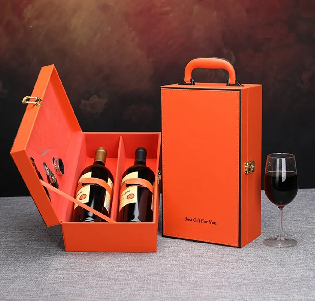 Mallette à vin pour transport sécurisé 2 bouteilles avec set sommelier