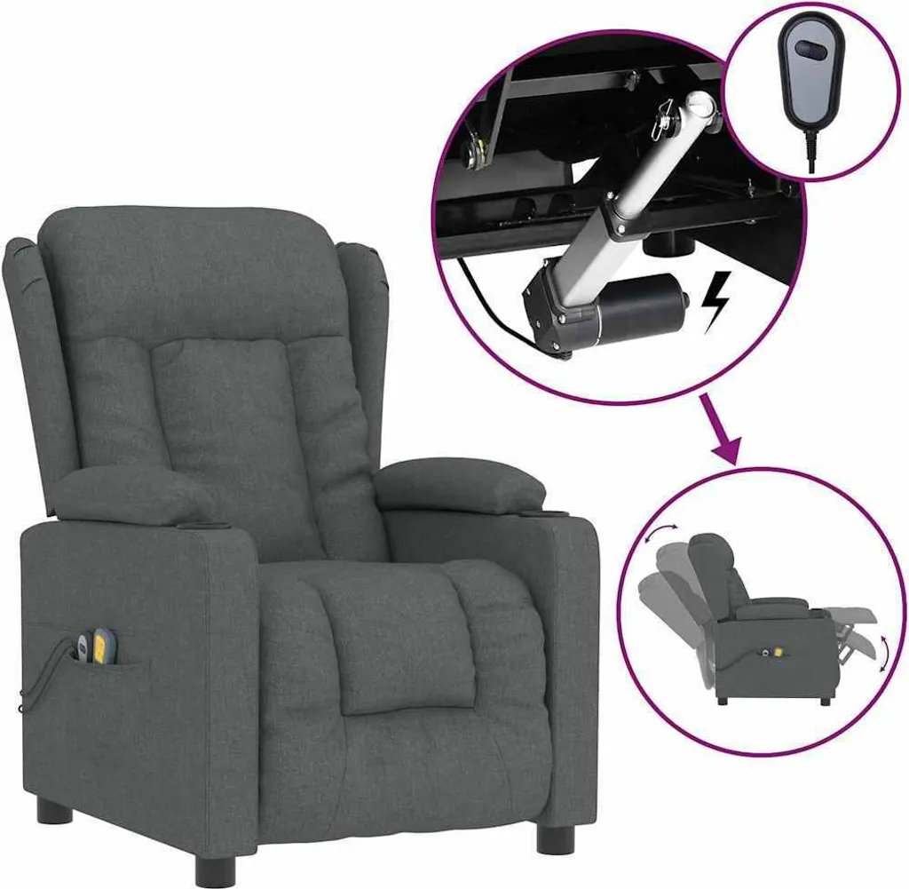 Fauteuil de massage électrique idéal pour relaxation salon tissu gris