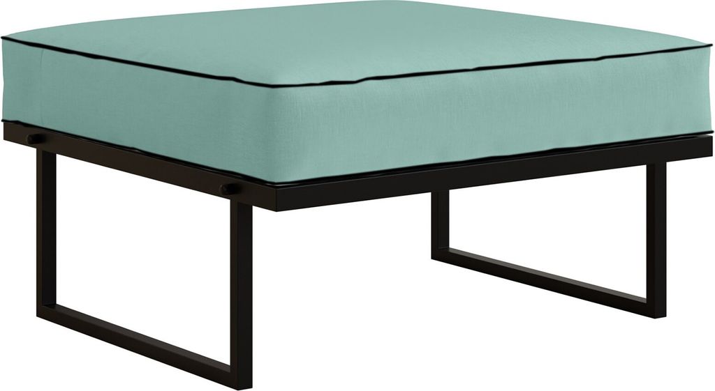 BETTSO Gartenhocker türkis – Outdoor Hocker mit Metallgestell schwarz, wetterfest, gepolstert, 78×78 cm