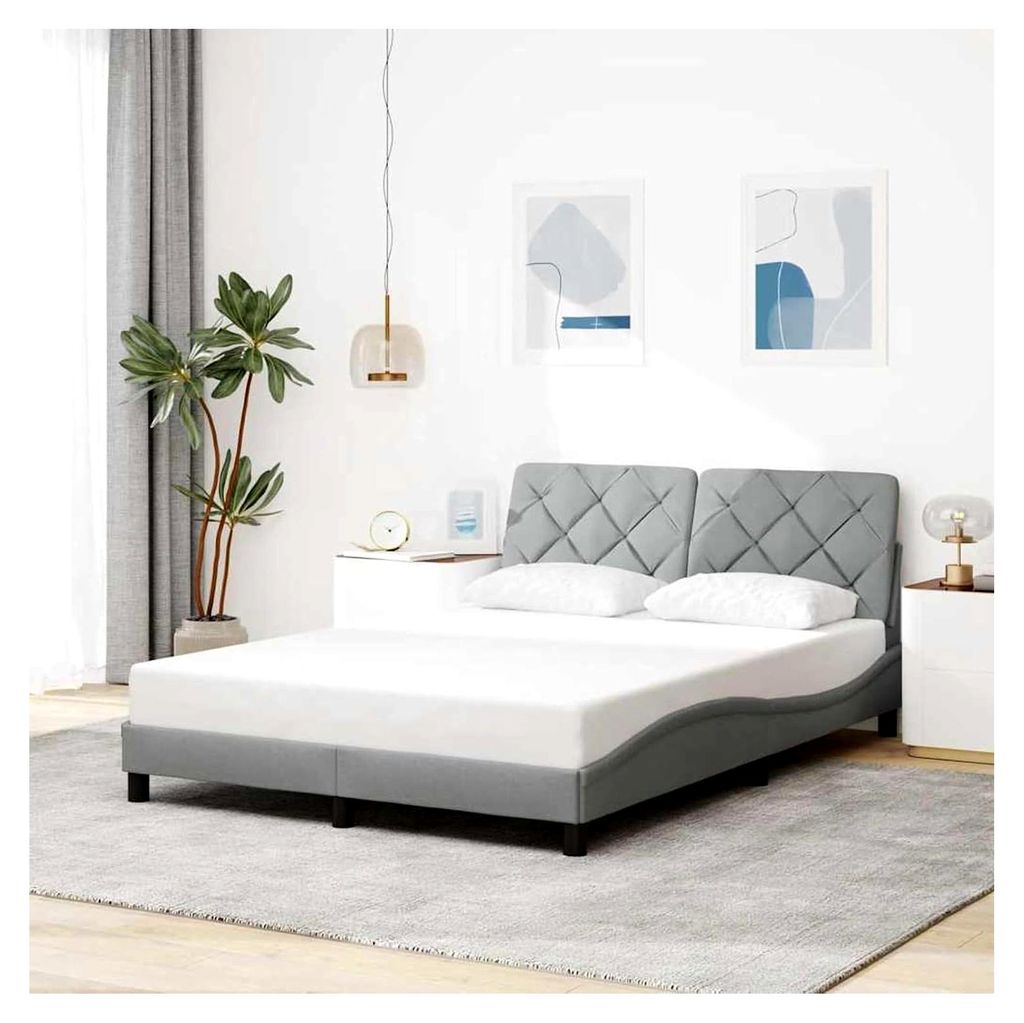 Bettgestell ohne Matratze Hellgrau 140x200 cm Stoff