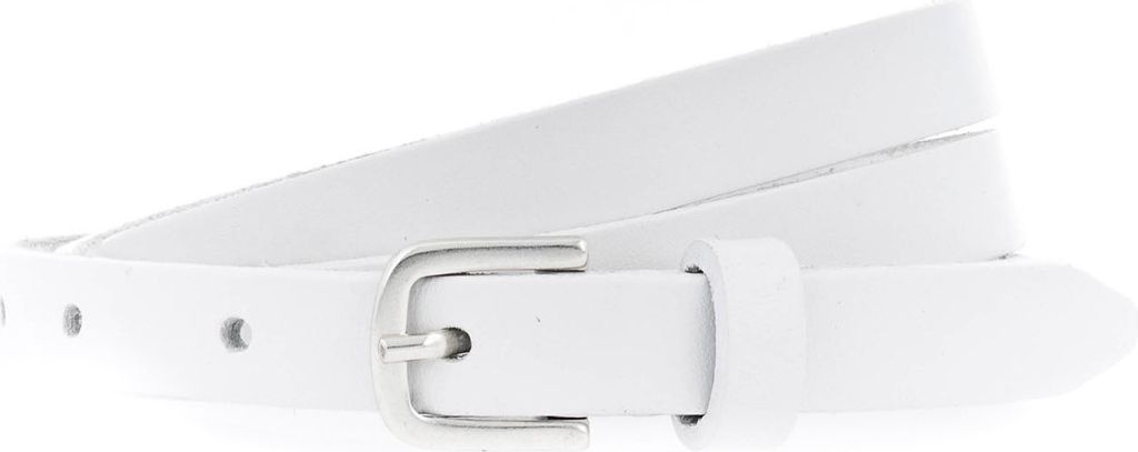Vanzetti Damen Gürtel - schmaler Ledergürtel, Metall Schnalle Weiß 100 cm