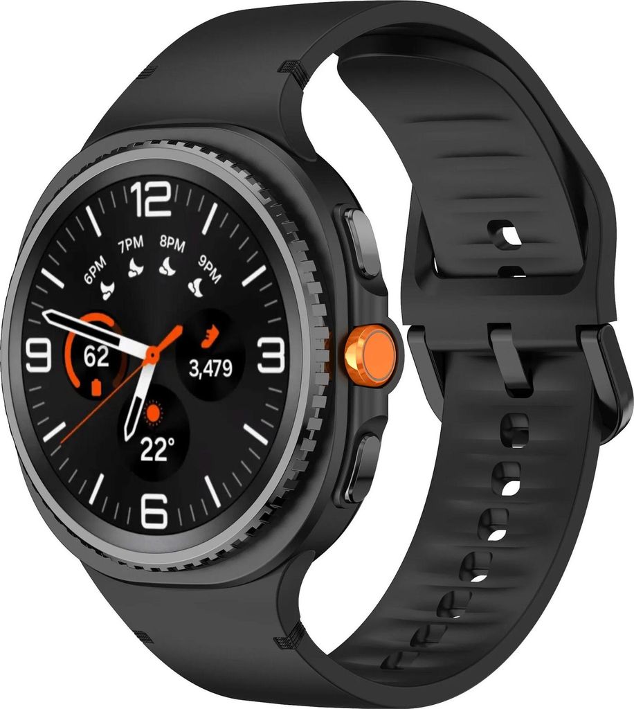 Strap-it Silikonarmband mit Schnallenverschluss – passend für Samsung Galaxy Watch 8 – 40 mm / Watch 8 – 44 mm / Watch 8 Classic (schwarz)