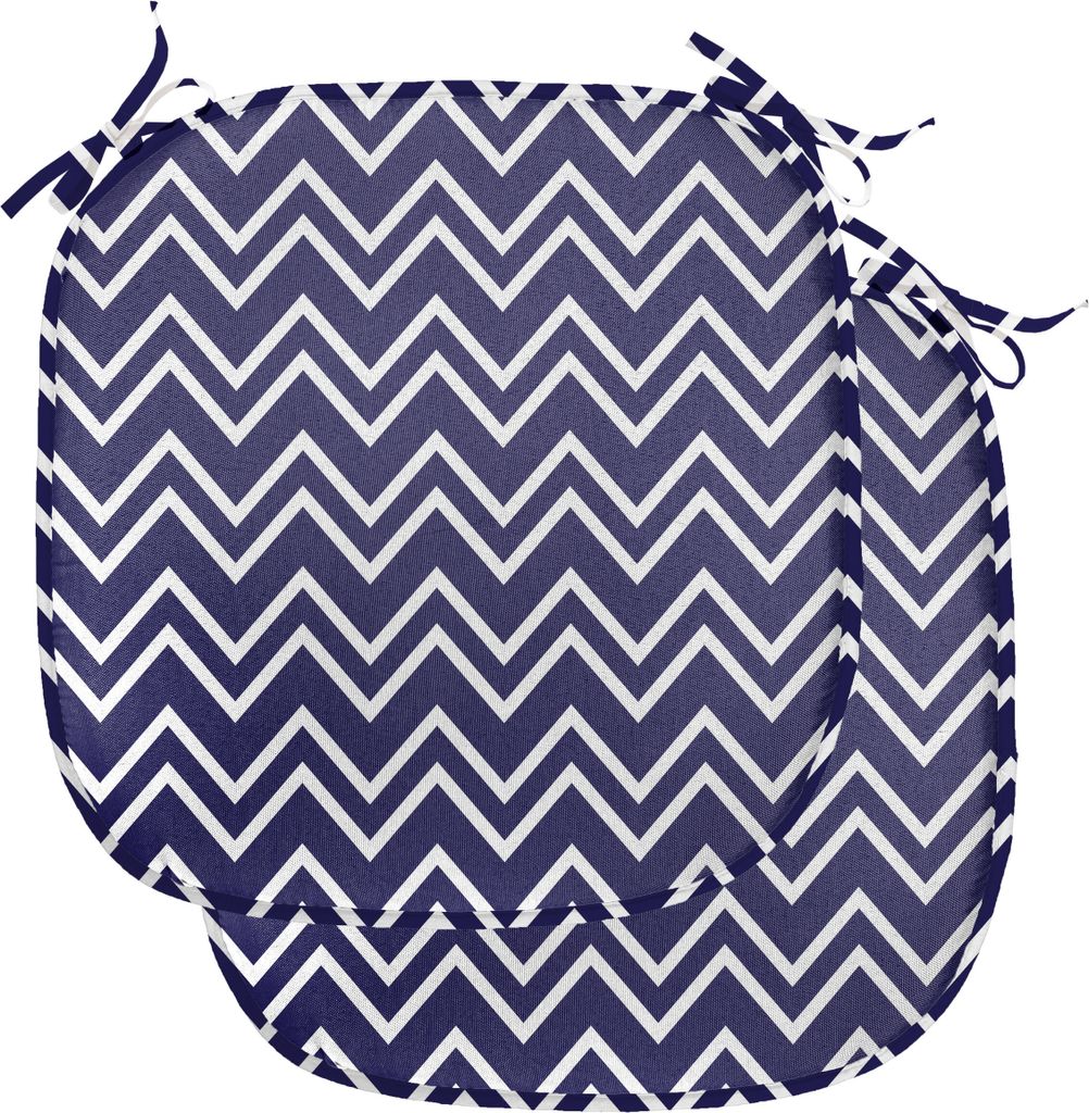 ABAKUHAUS Navy blau Polster für Esszimmerstühle, Zig Zag Modern Muster, Dekoratives wasserfestes Kissen mit Riemen für Küchensitze, 40 cm x 40 ...