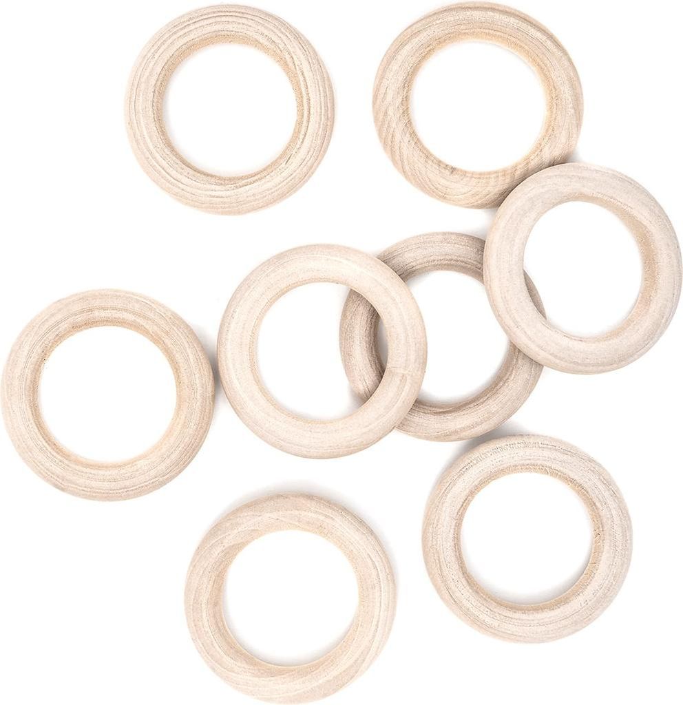 Makramee-Ringe aus Holz, 45 m, 8 Stück.