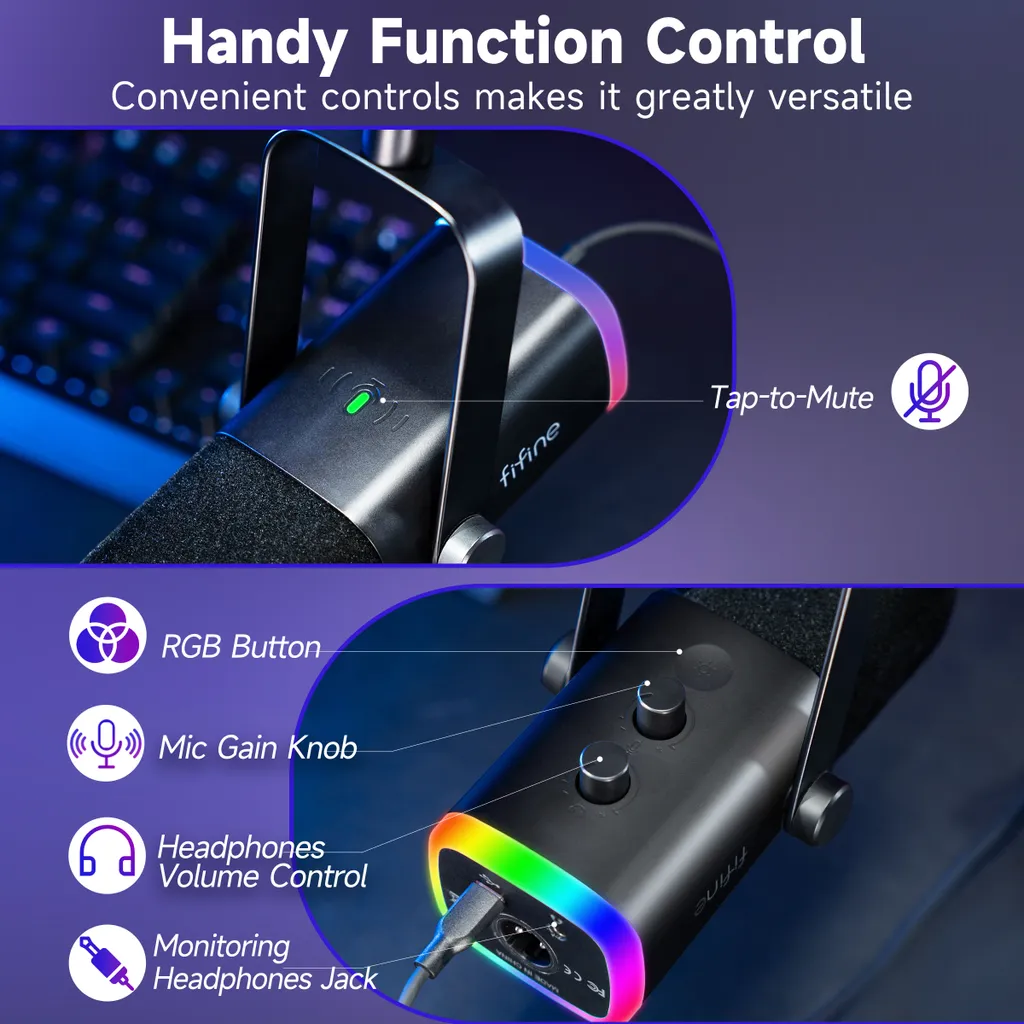 Microphone de Streaming Cardioïde avec Sortie Casque et Support Antichoc