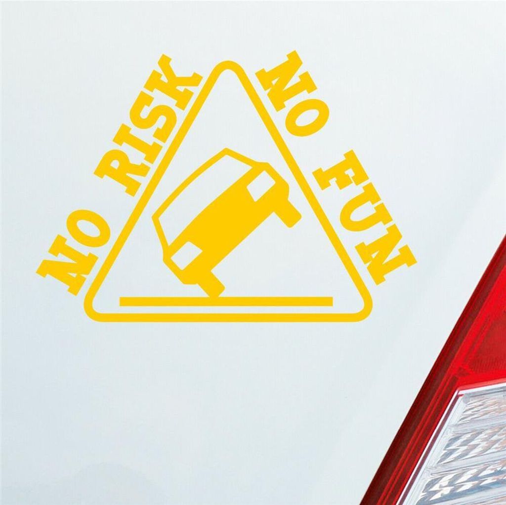 Auto Aufkleber No Rist no Decal Tuning 12x8,5 cm Gelb Sticker Heckscheibenaufkleber
