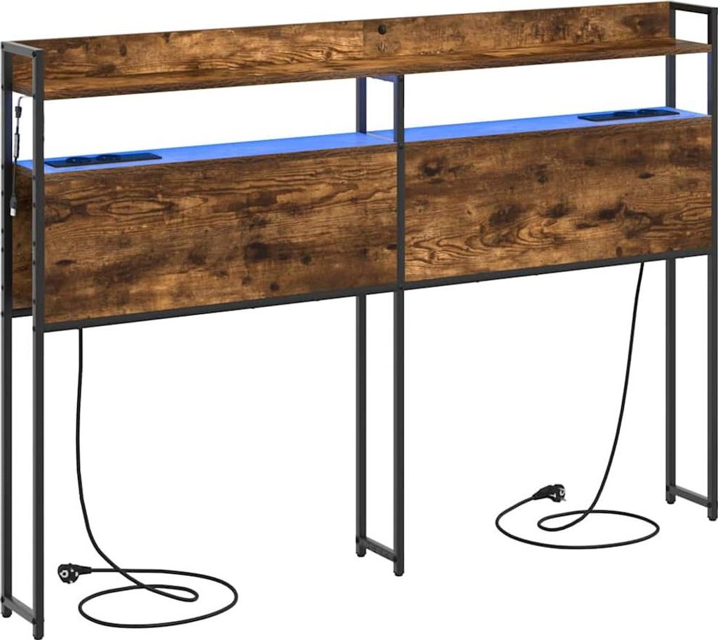 SYFAX Kopfteil mit Regal Räuchereiche 120 cm Holzwerkstoff