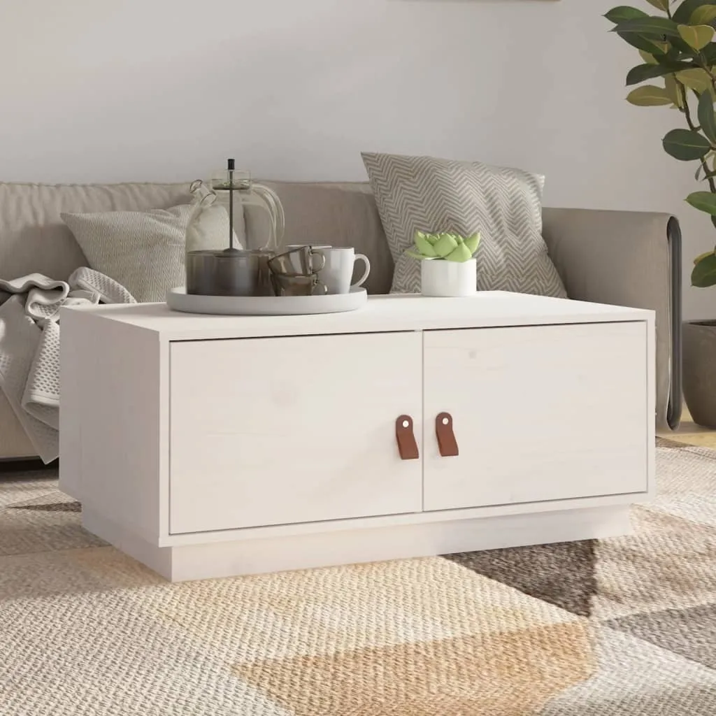 vidaXL Tavolino bianco 80x50x35 cm in legno di pino massiccio - Tavolino - Tavoli da caffè - Tavolino - Tavolino da divano