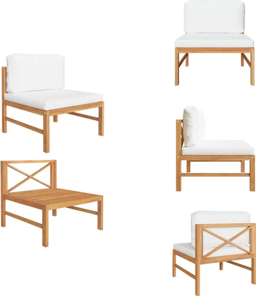 Vivi l'Estate col Divano Centrale in Teak vidaXL e Cuscini Bianco Crema
