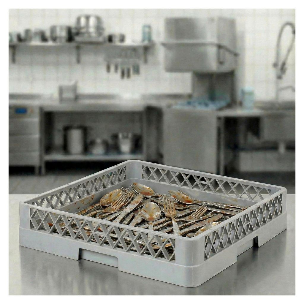 Spülkorb 50x50 für Gastro Spülmaschine – Besteckspülkorb 49x49x10 cm (feinmaschig) – Geschirrkorb für Restaurant, Hotel und Catering – r...