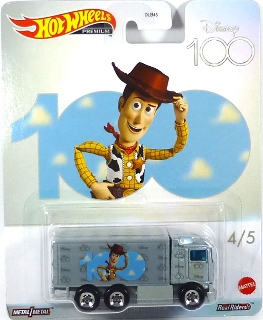 Hot Wheels DLB45-HKC92 Hiway Hauler "Woody" eisblau - Disney 100th 4/5 Maßstab 1:64 Modellauto