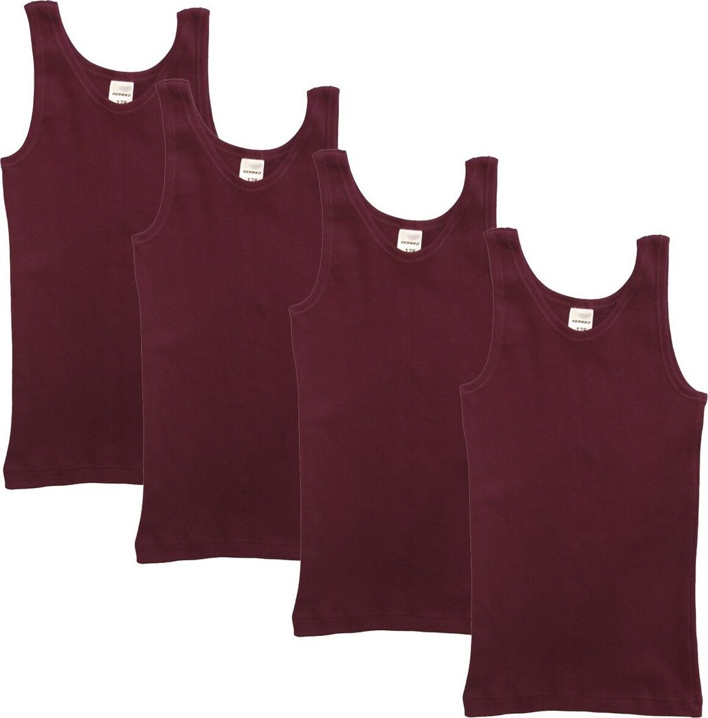 HERMKO 2000 4er Pack Mädchen Unterhemd aus 100% Baumwolle, Tank Top , Farbe:bordeaux, Größe:128