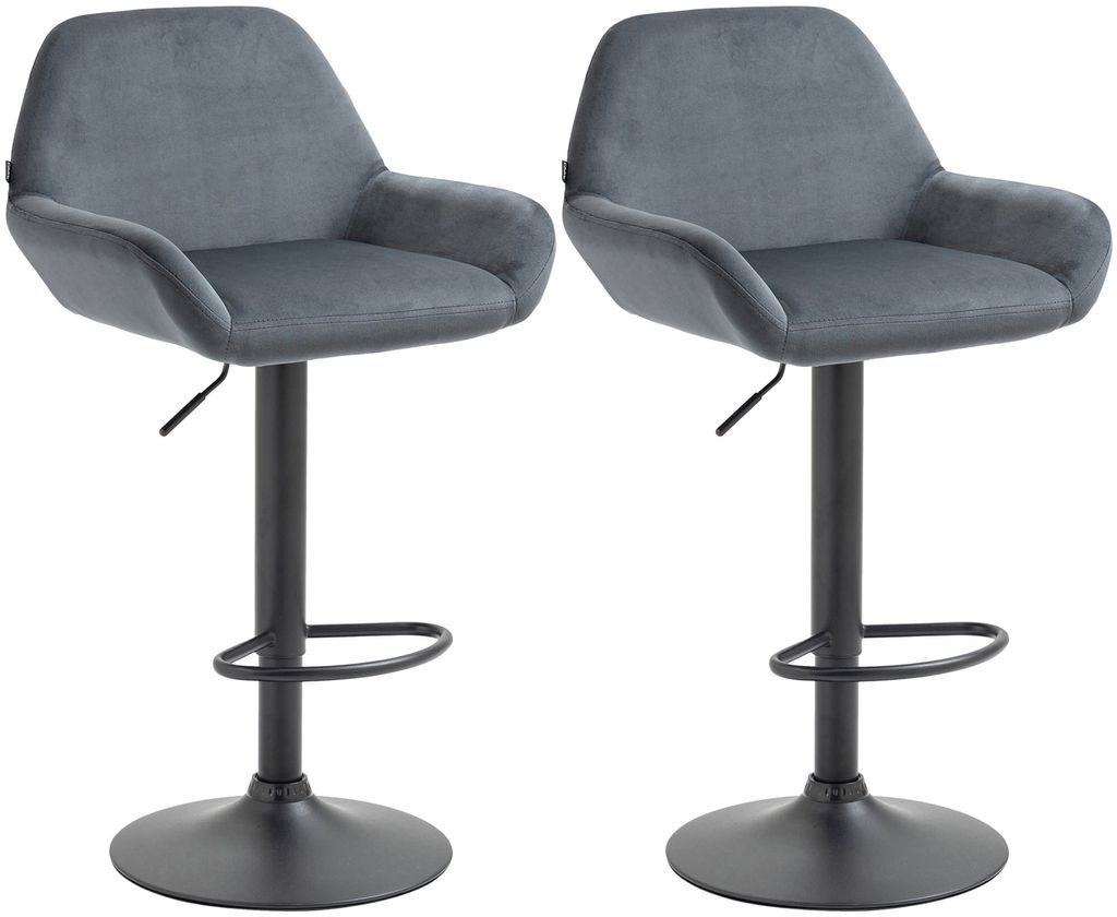 CLP 2er Set Barhocker Braga Samt drehbar und höhenverstellbar schwarz Material Gestell Metall in Chromoptik