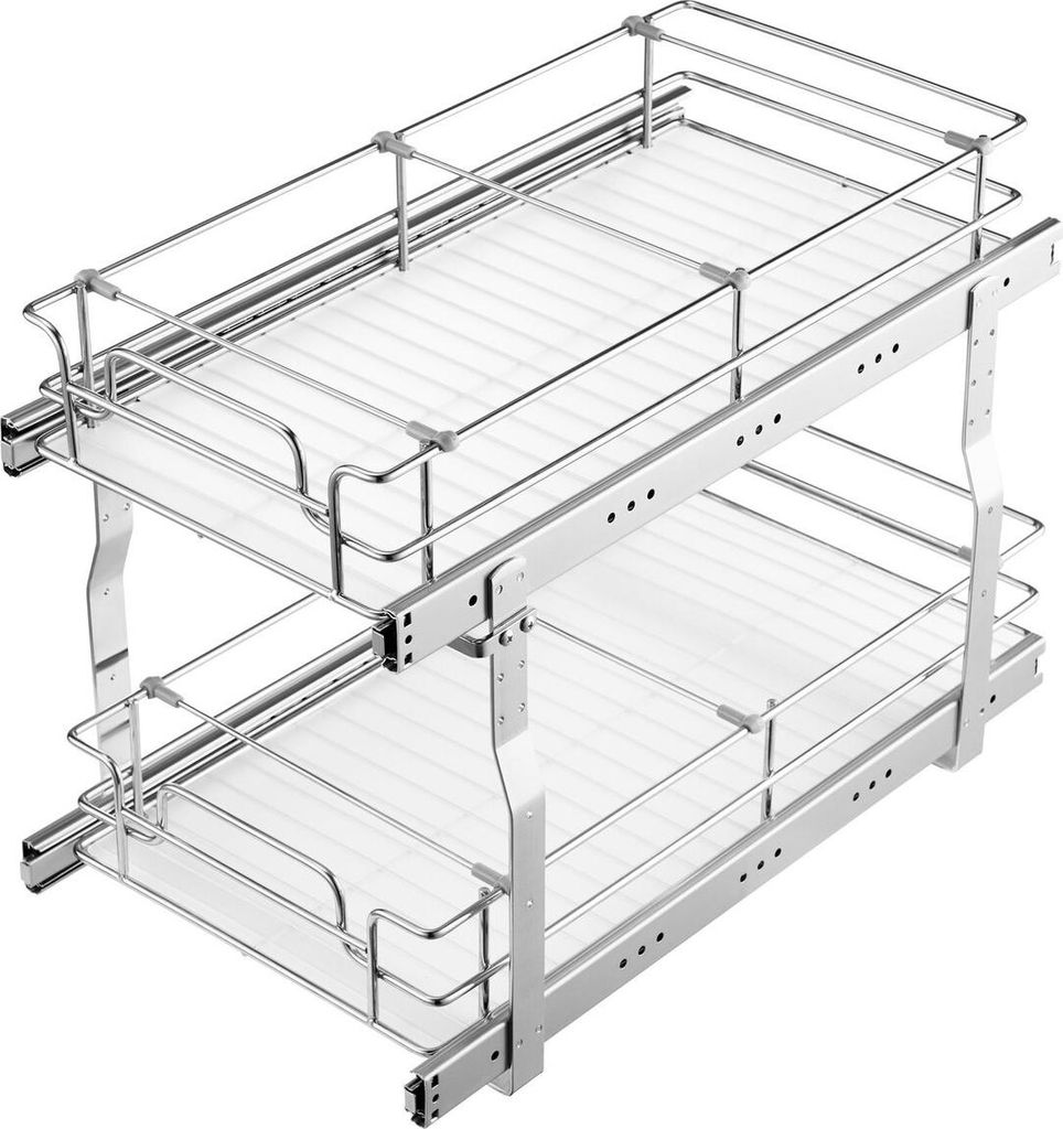 2-Tier Wire Pull Out Cabinet Under Sink Organizer 12"x21" Drawer Basket