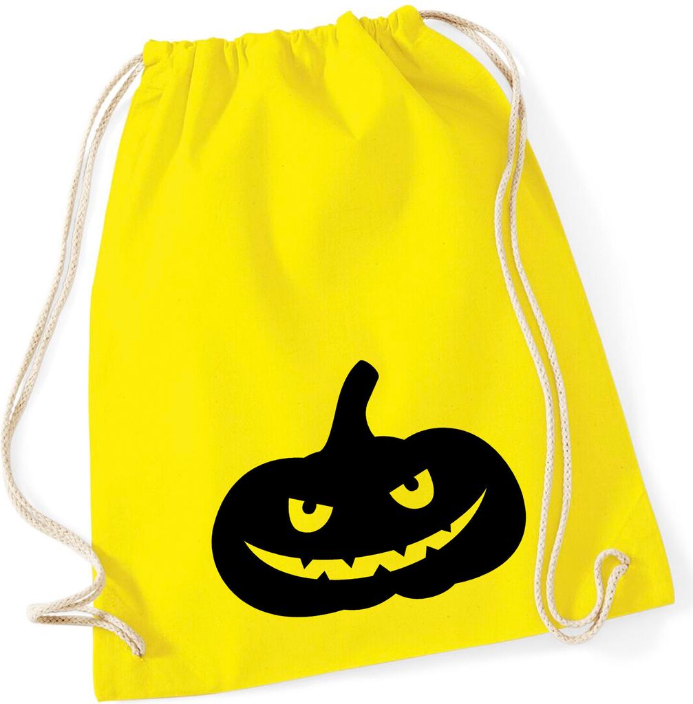 Huuraa Turnbeutel Halloween Kürbis Pumpkin 12 Liter Yellow Baumwolle Rucksack Geschenkidee