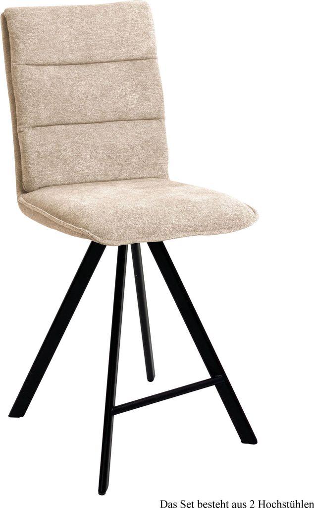 Thekenstuhl (2er-Set) Deliane 47x109x60 Schwarz/Natur