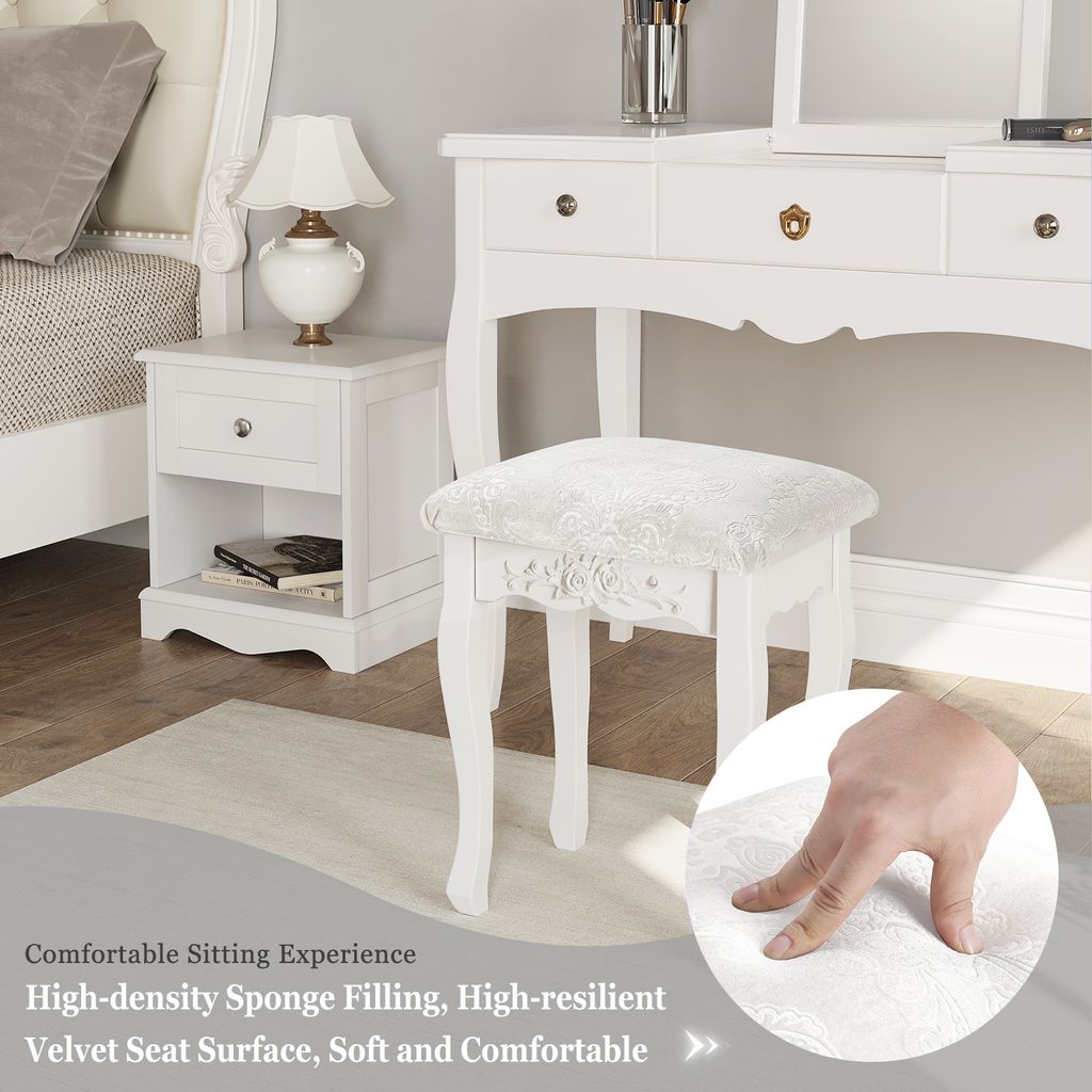 WOLTU Schminkhocker, Polsterhocker, MDF Holz, Weiß für Produktbild 4
