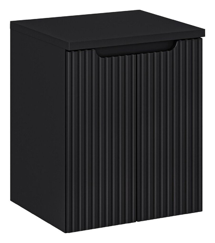 Waschbeckenunterschrank - Arbeitsplatte 50 cm & Unterschrank (50 cm, 2 Türen ), Nova Black N BM119 - Schwarz/Matt
