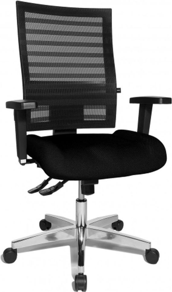 Topstar Profi Bürostuhl P91 AL.G3 Ergonomischer Schreibtischstuhl mit Armlehnen (höhenverstellbar) Stoff / Netzstoff Schwarz Drehstuhl für Büro...