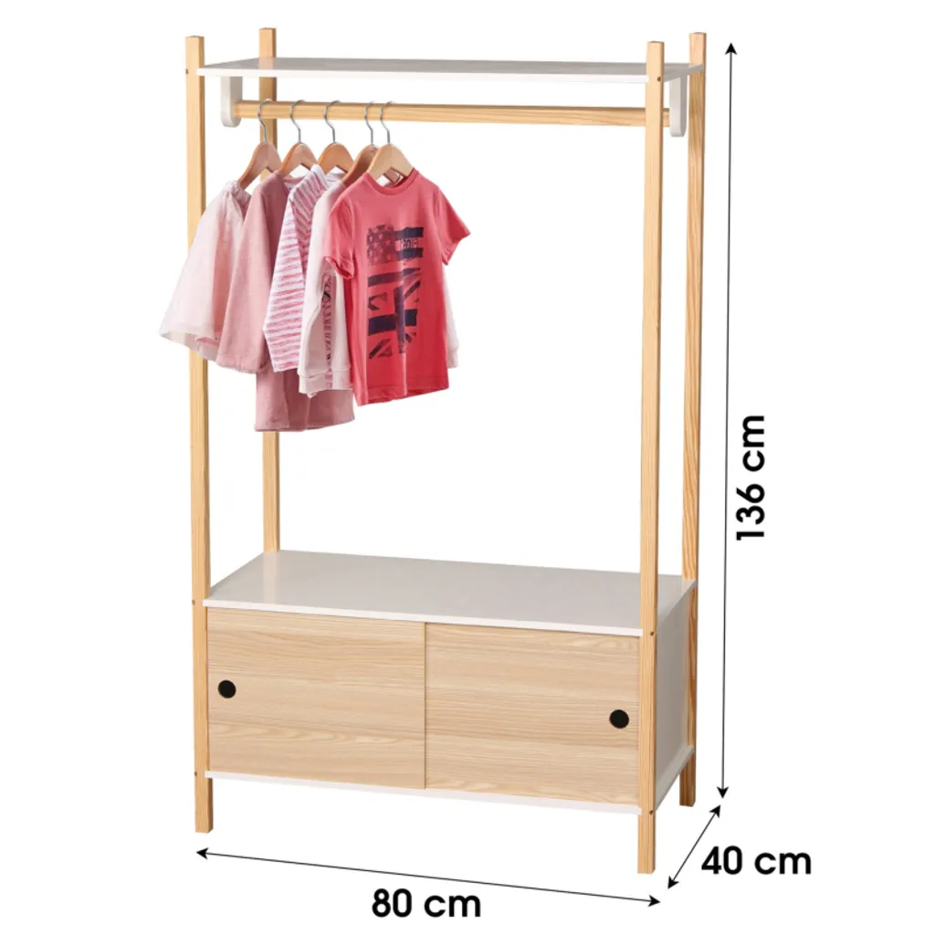 Solution de rangement chambre enfant : armoire ouverte 80x40x136 - 2