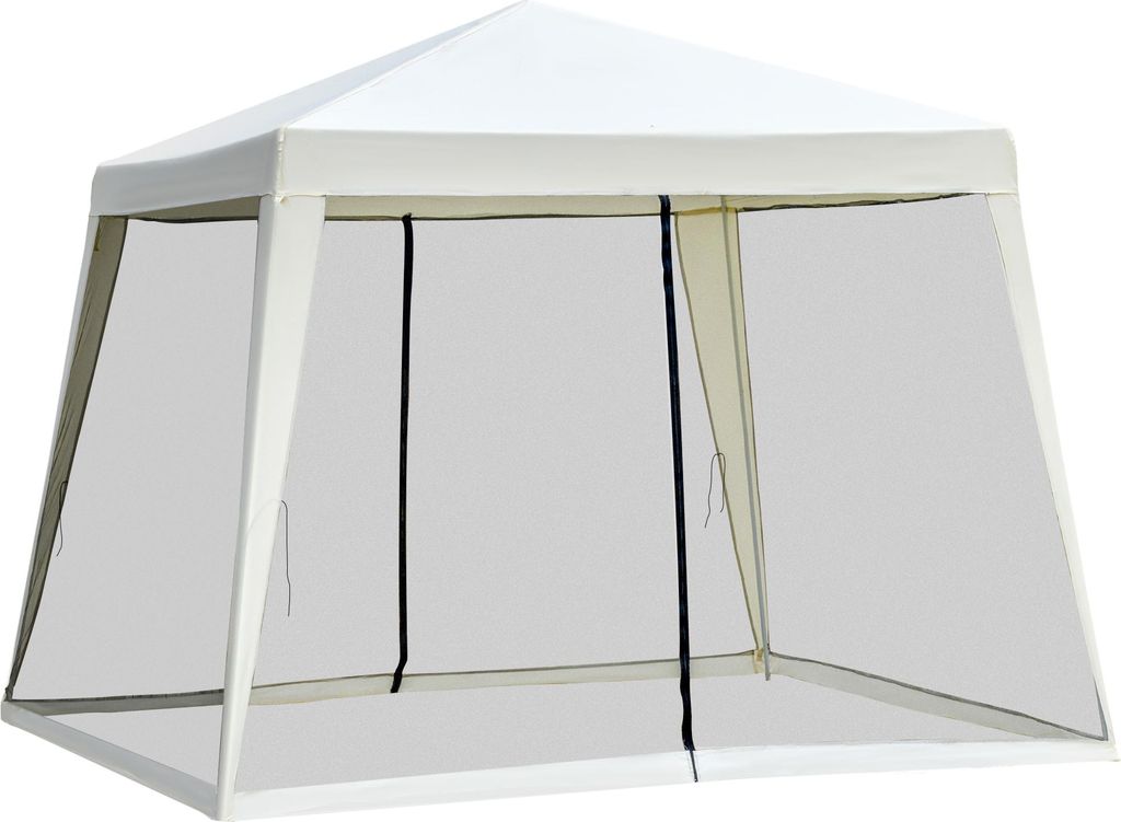 Gartenpavillon Pavillon Festzelt Partyzelt wetterfest Zelt mit Moskitonetz Metall + Polyester Cremewei? 3 x 3 m