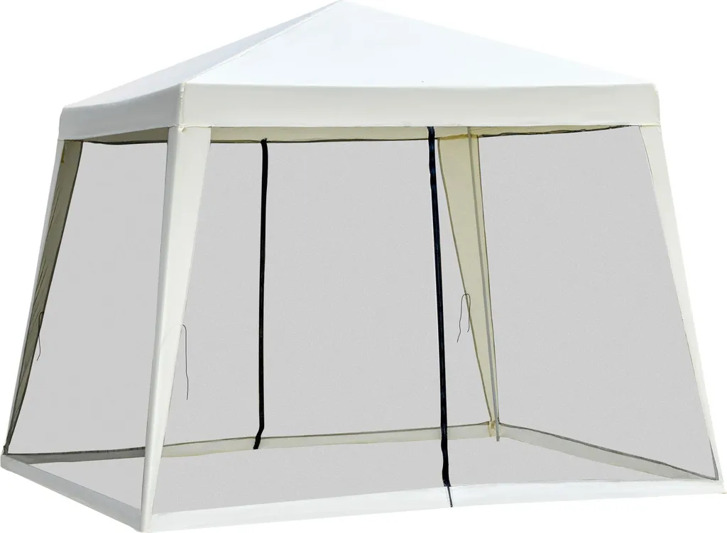 Tonnelle Style Colonial Outsunny 3x3m avec 4 Moustiquaires Zippées