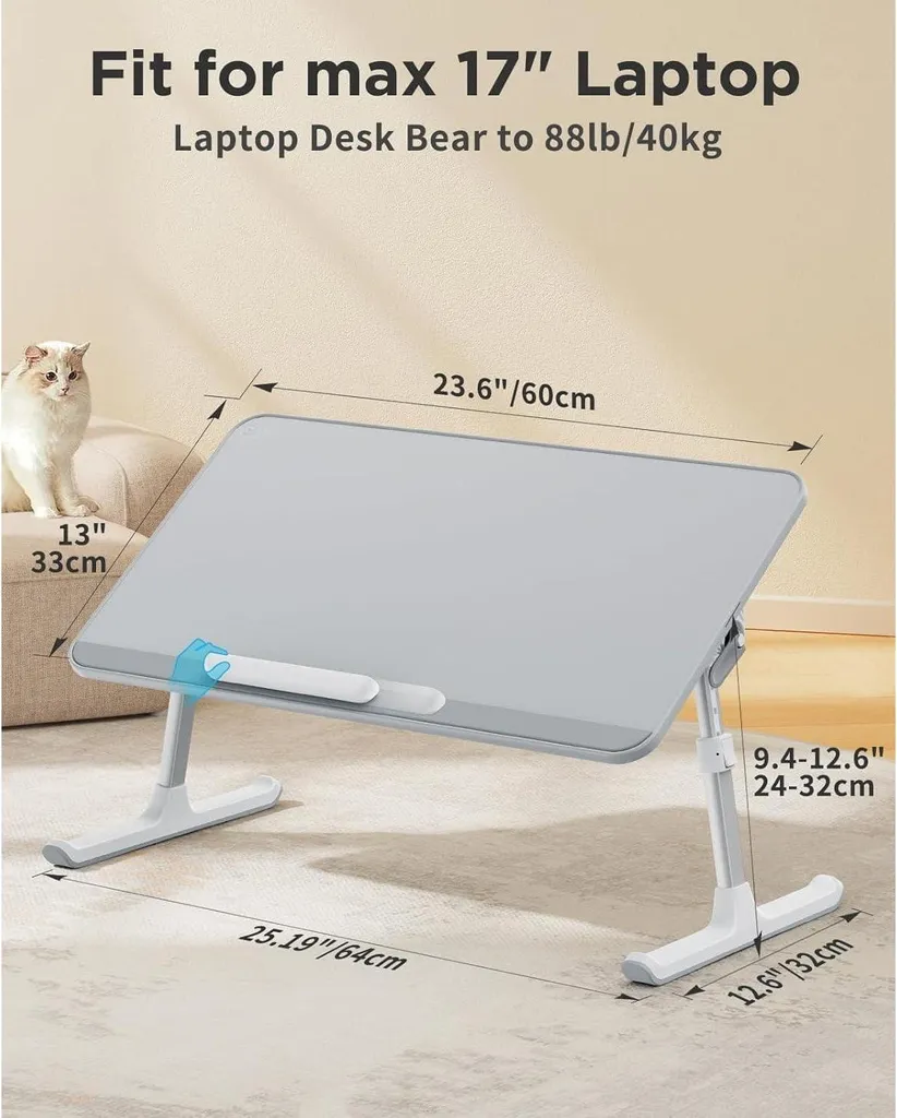 Support PC Portable pour Lit : Fini le Mal de Dos - Table Réglable 60cm - 6