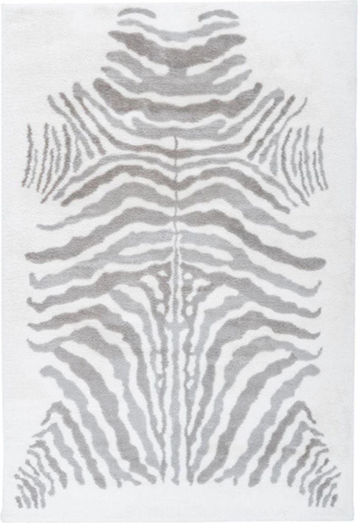 Qiyano Teppich für Wohnzimmer Kinderzimmer Tiermuster Zebra Kuh grau, 120 x 160 cm