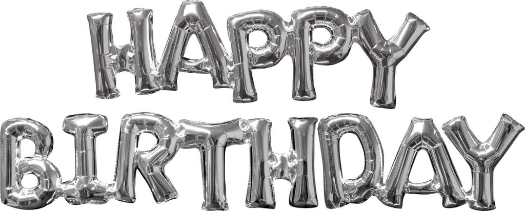 Anagram|amscan SuperShape Satz HAPPY BIRTHDAY Silber 2 Folienballons, P60, verpackt