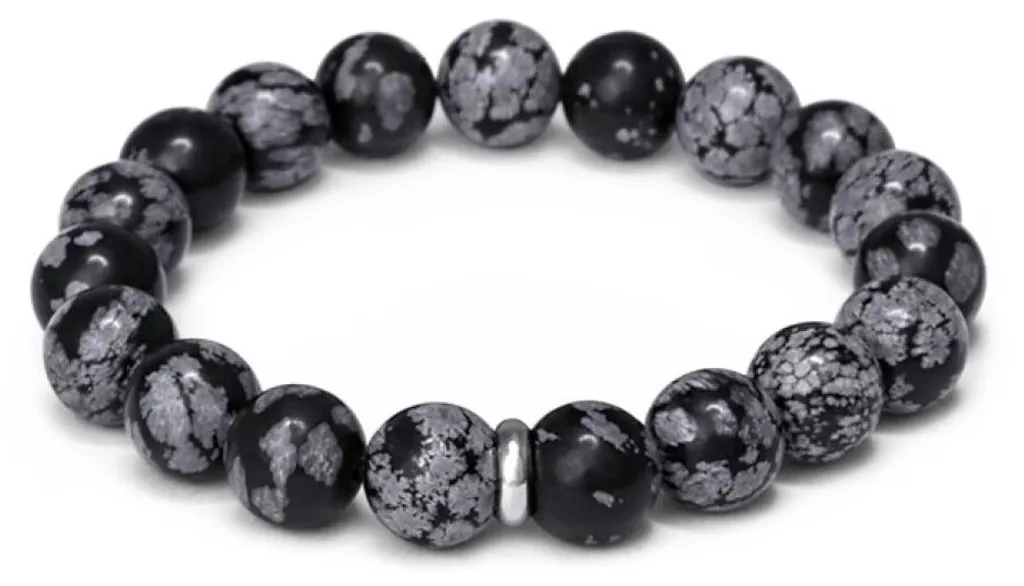 Bracelet obsidienne MINK157/20 perles rondes 8mm en pierre véritable