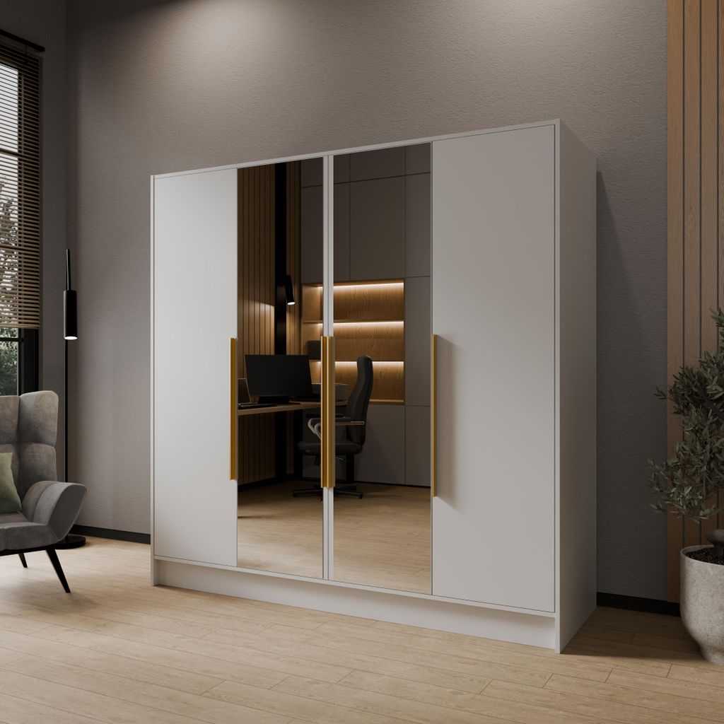 Drehtürenschrank LARO 200 cm Moderner Kleiderschrank mit Produktbild 