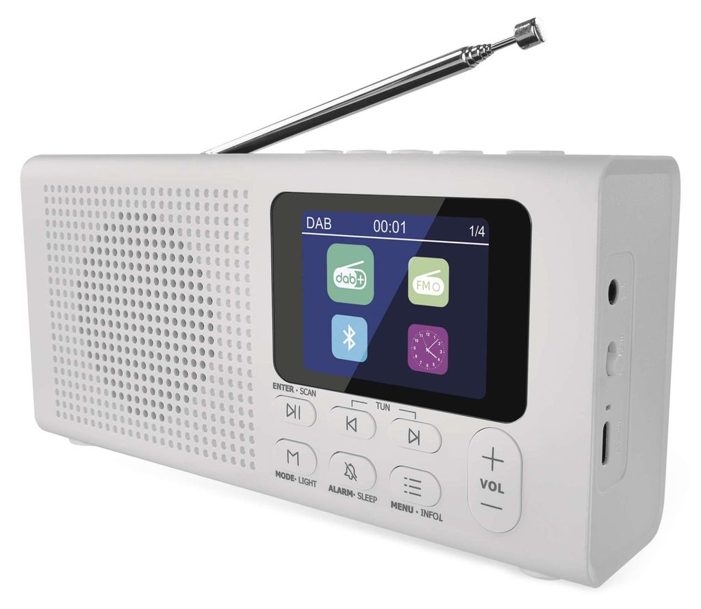Přenosné rádio s Bluetooth, DAB / DAB+ / FM, bílé