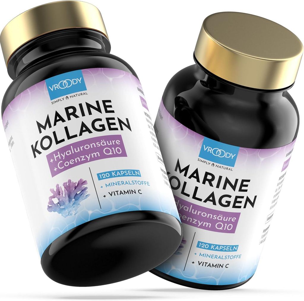 VROODY Marine Kollagen Komplex Kapseln mit Q10, Hyaluron & Produktbild 