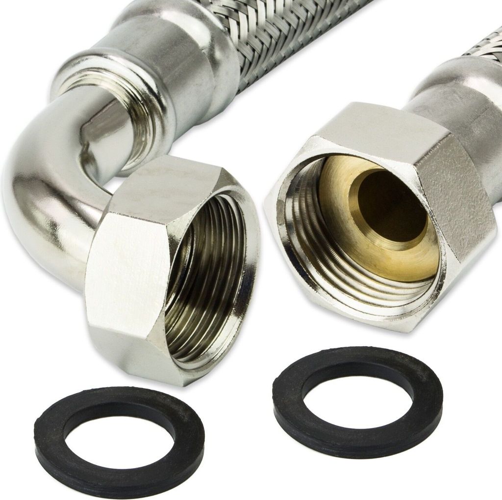 AWM Edelstahl Flexschlauch (DN19) 1" BOGEN x 1" ÜM - 200 cm Armaturn Panzerschlauch Sanitär Hauswasserwerk