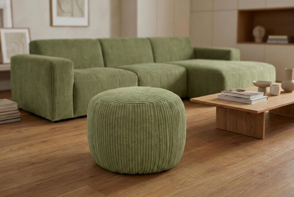 Boho XL Sitzpouf Grün – Moderner Hocker, Leichte Konstruktion & Stilvolles Design