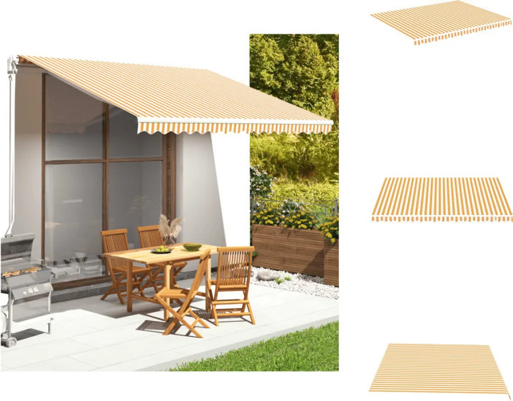Tessuto Tenda da Sole 4,5x3,5 m Giallo Bianco | Estetica Outdoor vidaXL