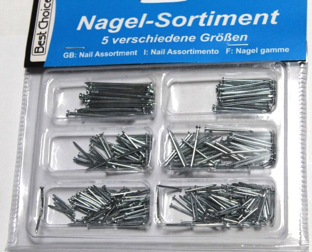Nagelsortiment 5 Größen - 180 Stück, Nägel 15 mm, 20 mm, Produktbild 