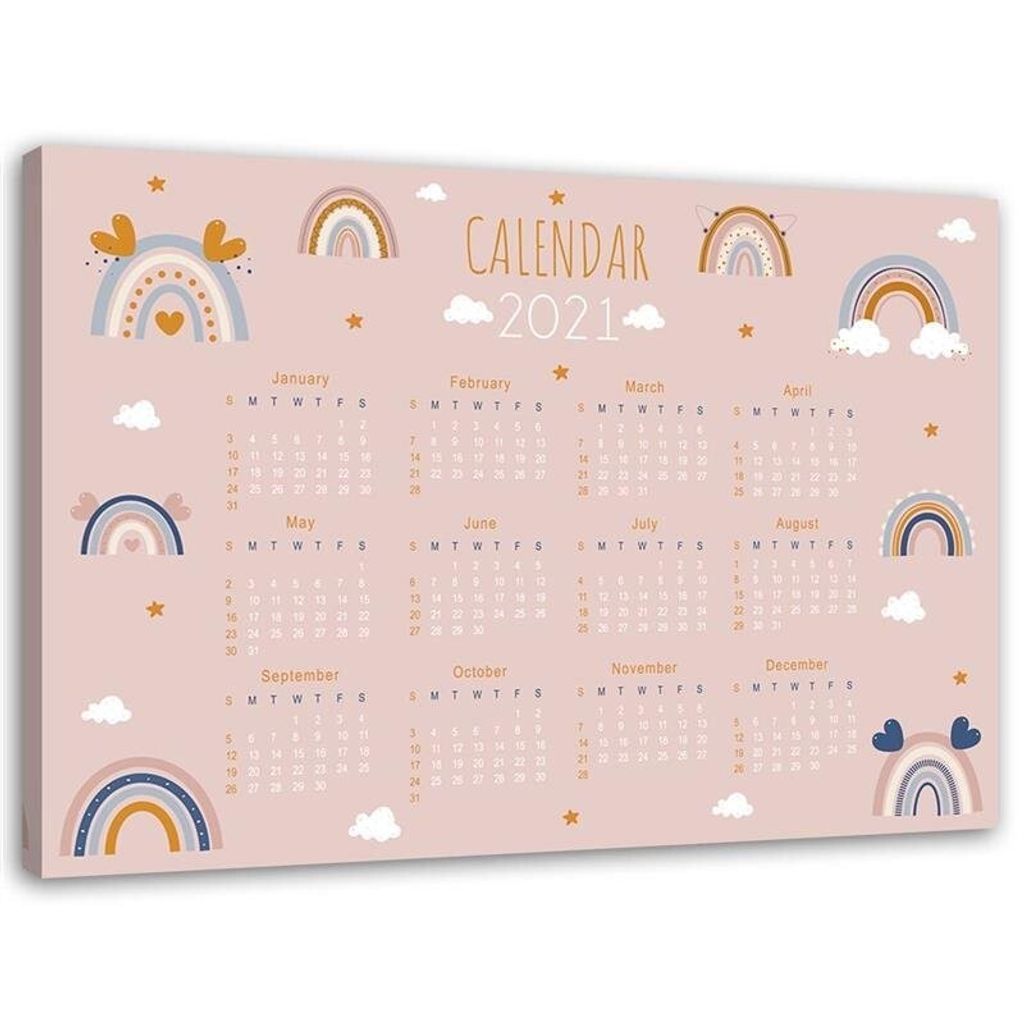 Leinwandbild kinder-kalender 2021 60x90 cm Feeby rosa wandbild bereit zum aufhängen