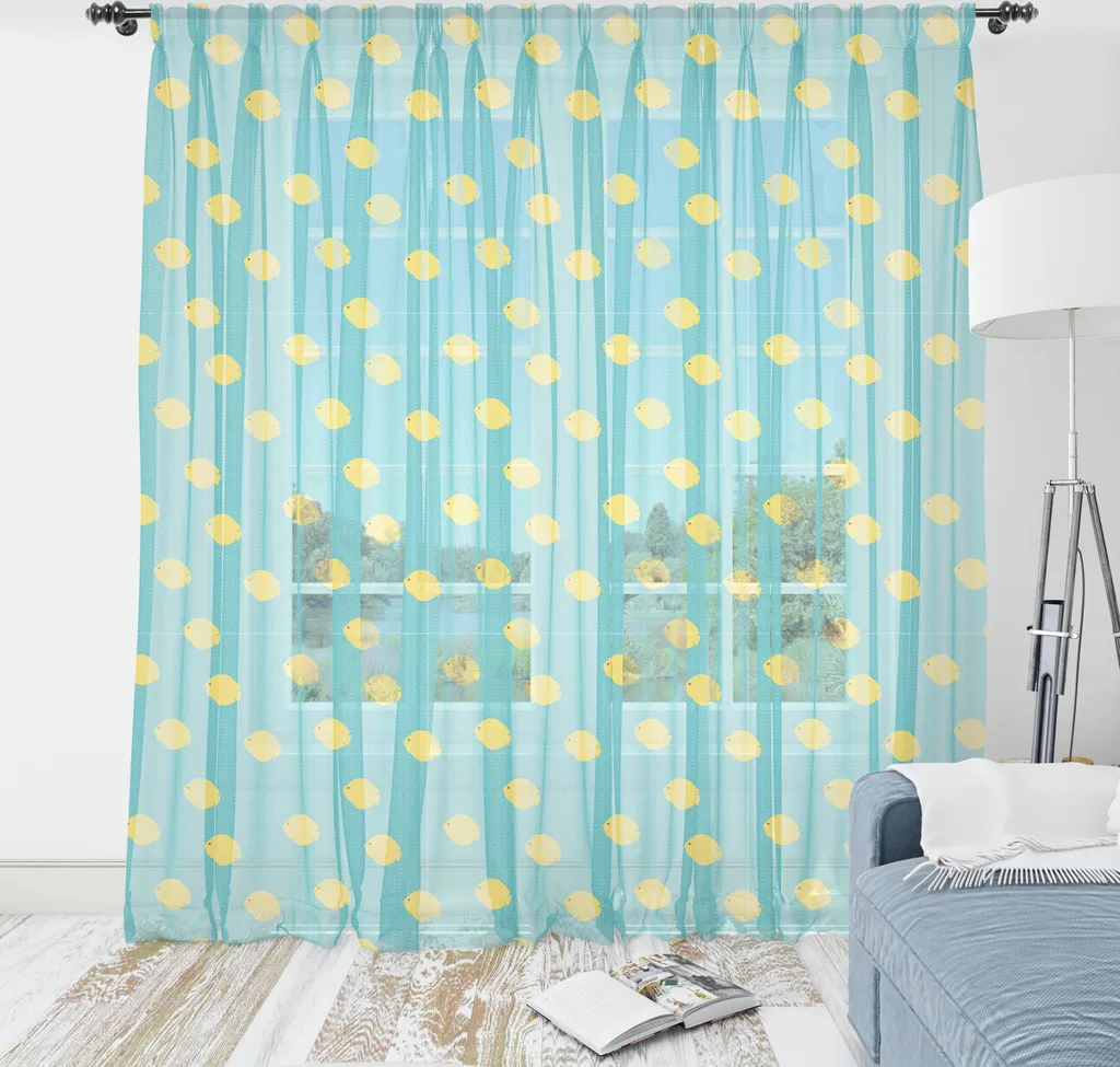 Tapisserie ABAKUHAUS Poissons Tropicaux Turquoise en Satin 240 x 274 cm
