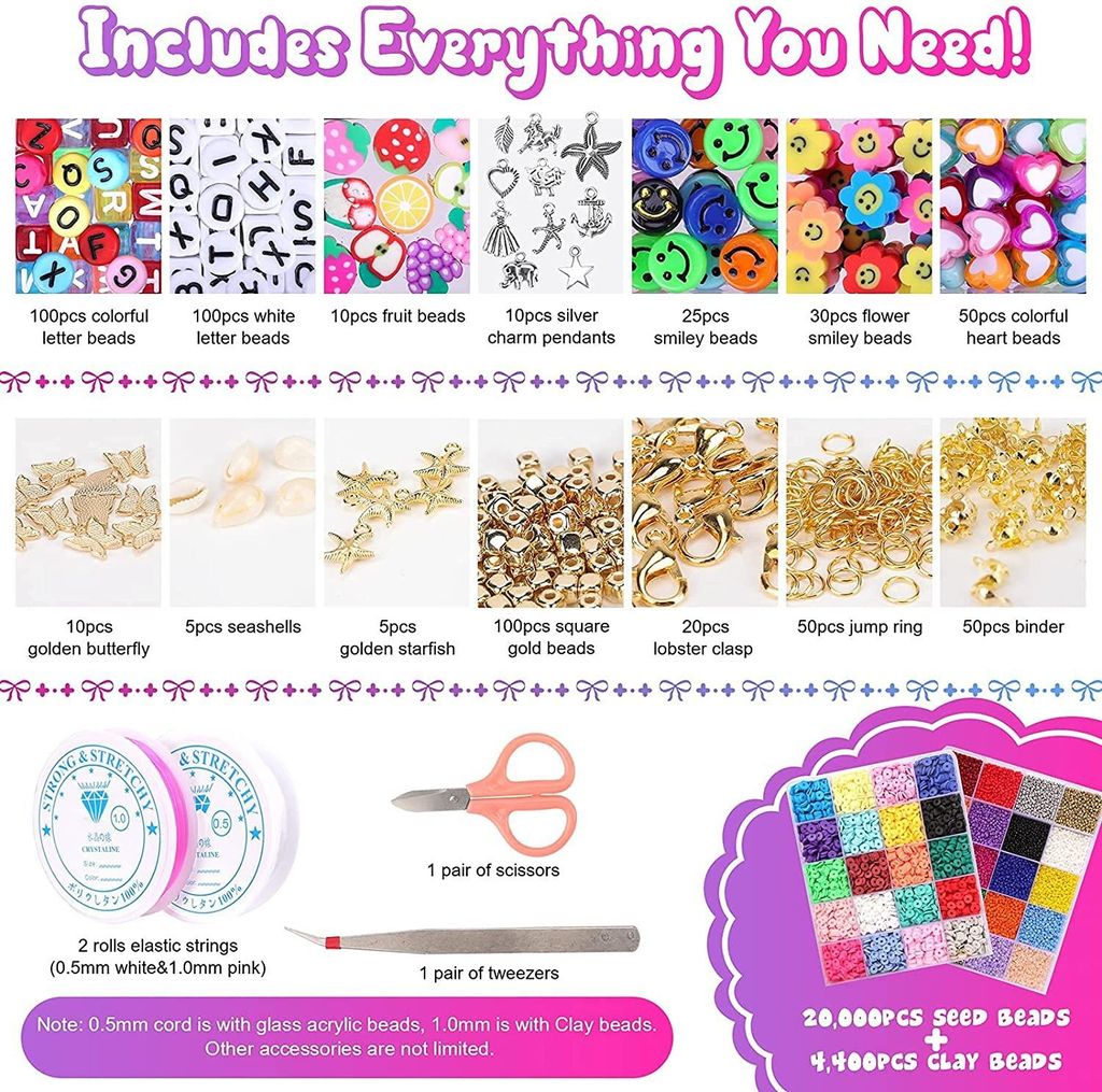 20000pcs Perlen Set Glasperlen zum Auffädeln Erwachsene Produktbild 2
