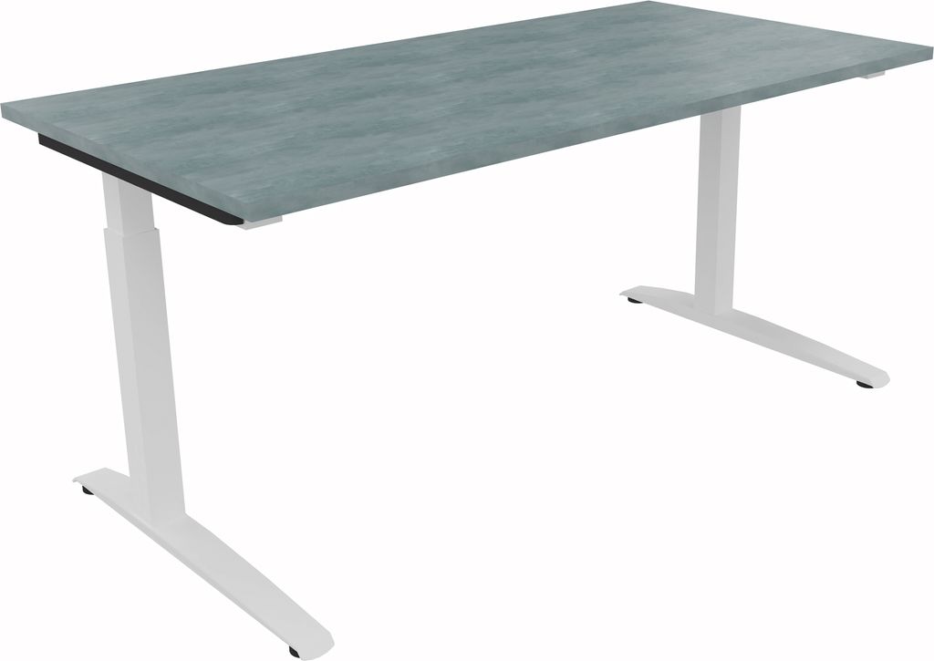 Schreibtisch Kufe Einzels. Quadrat B1600xT800xH650-850 ws/Beton