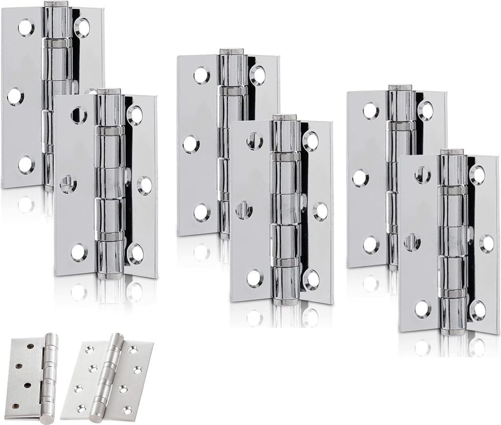 Klappscharniere aus Edelstahl,6 Stück für Möbel, Hardware, Schrank, Schublade, 63 mm, silberfarben