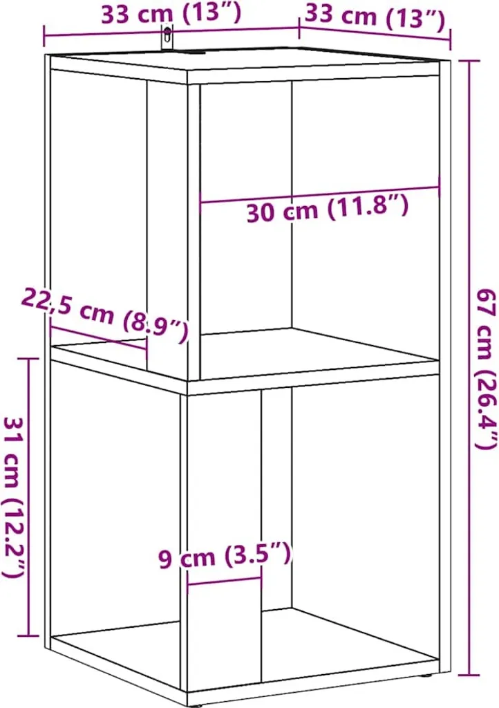 Scaffale angolare in legno di recupero 33x33x67 cm Materiale a base di legno - 9